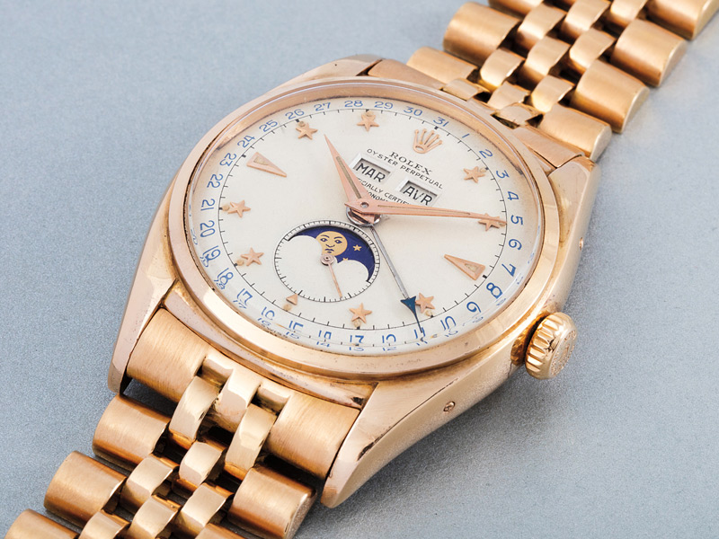 Un ejemplar muy escaso, de oro rosa, carátula con índices de estrella, quizá la pieza Stelline mejor preservada de las que existen. Vendido por 1,265,000 dólares.